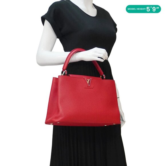 Louis Vuitton Capucines Taurillon Leather Satchel Bag Red - Picture 3 of 12